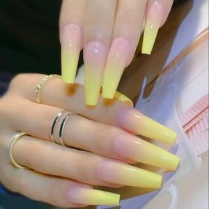 Pink and yellow ombré nails